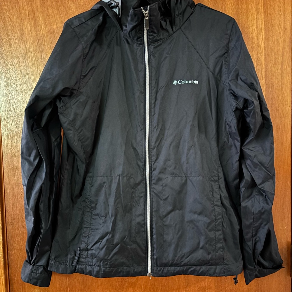 Columbia Black Hooded Windbreaker Jacket
